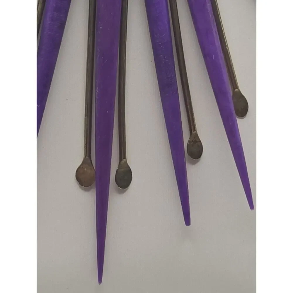 Vintage Purple Spike Fringe Bib Necklace 18” Gold Tone Boho Runway Statement